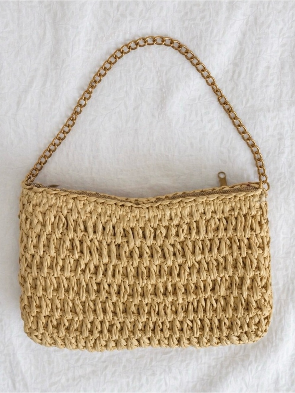 SHEIN Beige Woven Shoulder Bag with Gold Chain